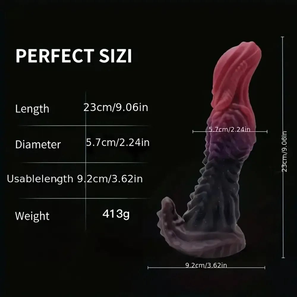 Multicolor dragon scale silicone fantasy dildo, photo 13