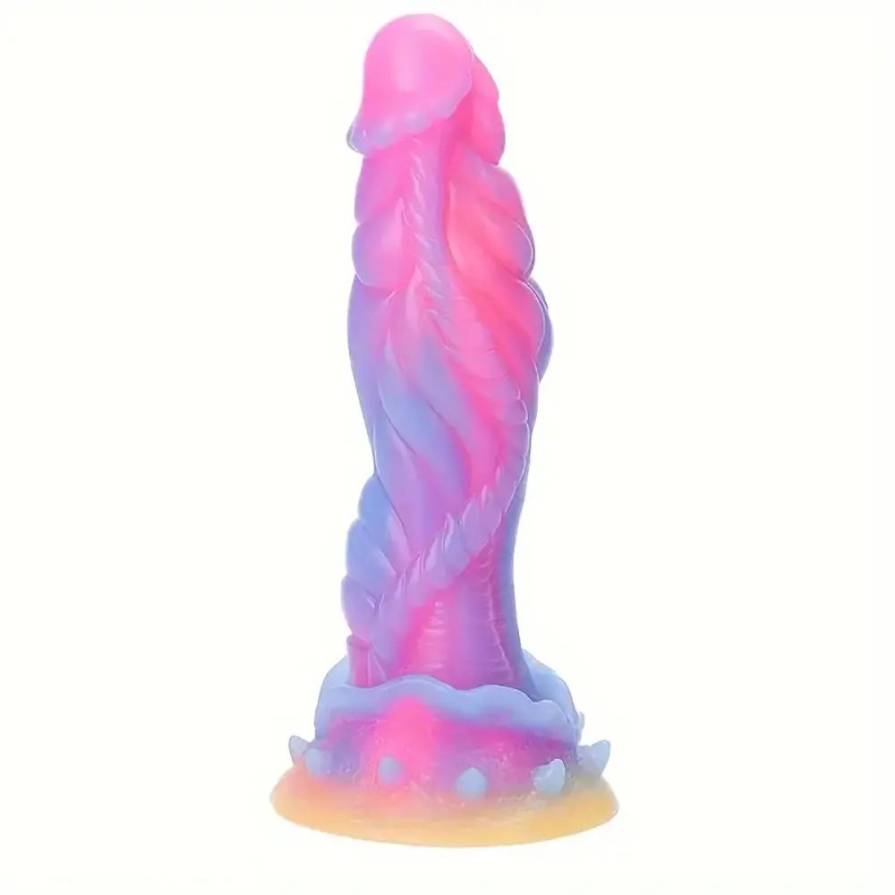 Mixed pink and purple dragon scale silicone dildo, photo 1
