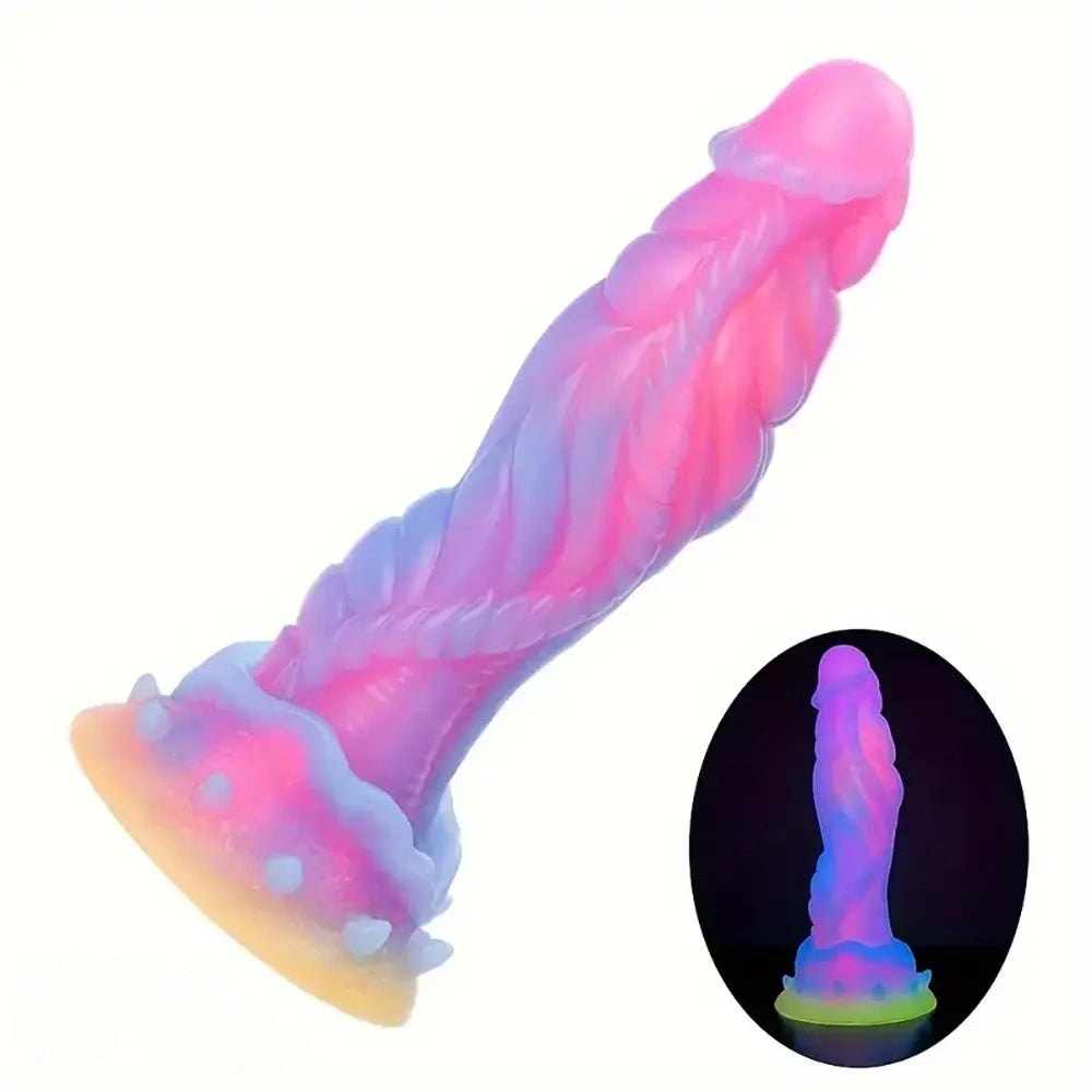 Mixed pink and purple dragon scale silicone dildo, photo 13