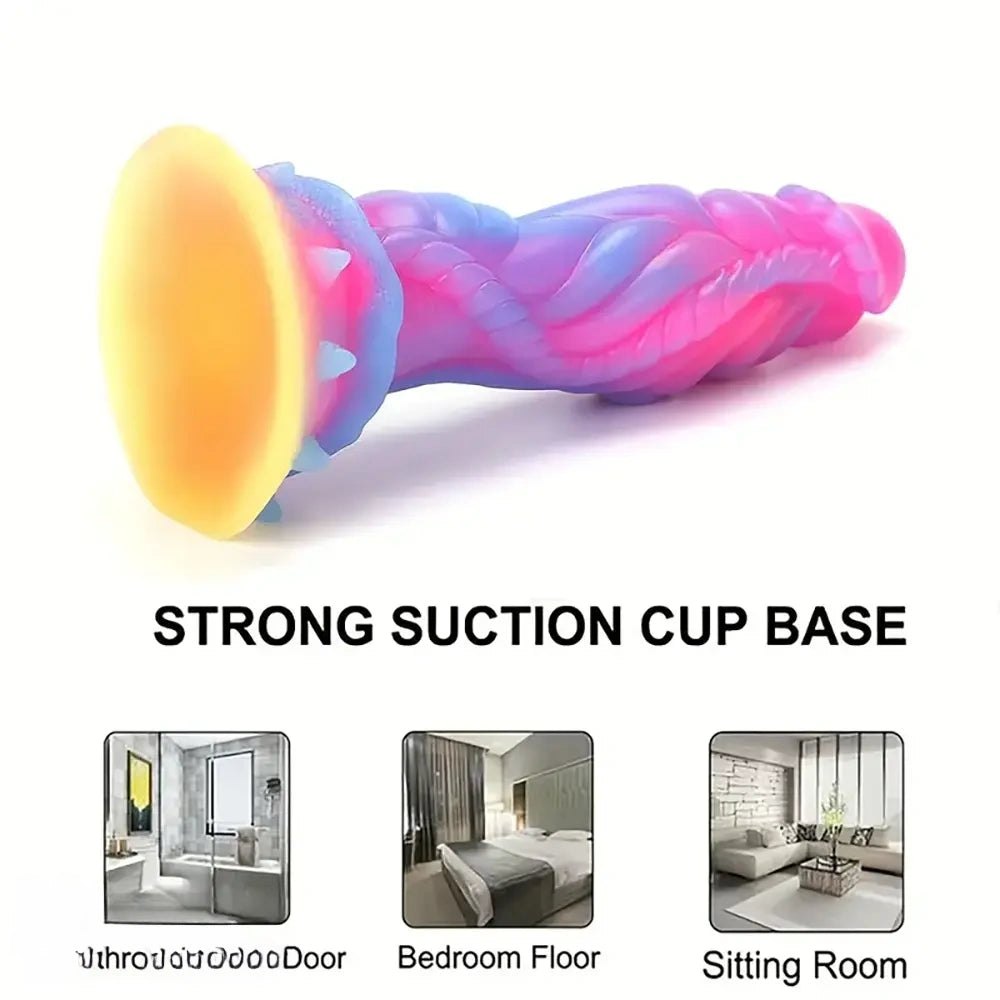 Mixed pink and purple dragon scale silicone dildo, photo 14