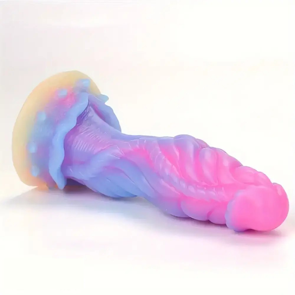 Mixed pink and purple dragon scale silicone dildo, photo 5