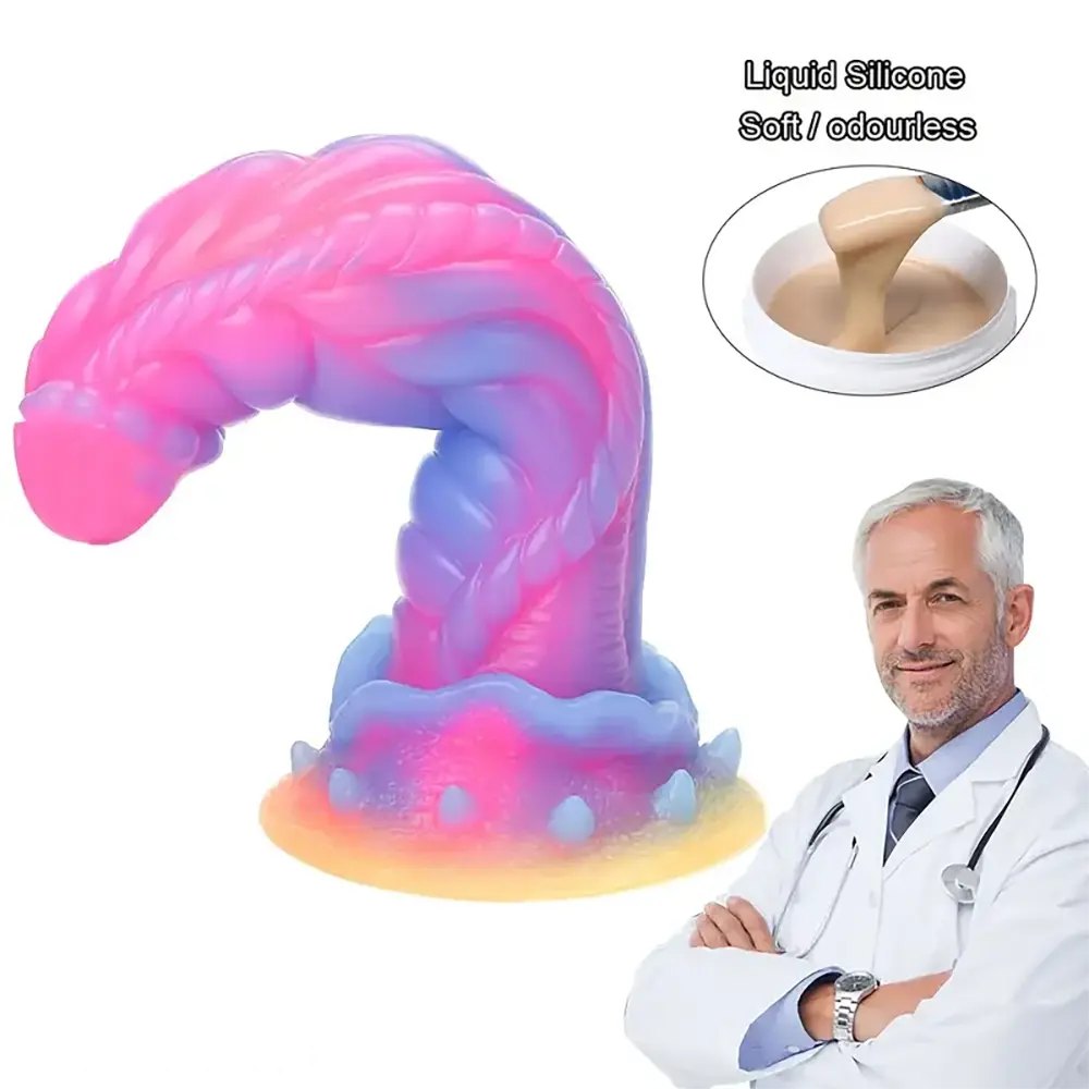 Mixed pink and purple dragon scale silicone dildo, photo 9