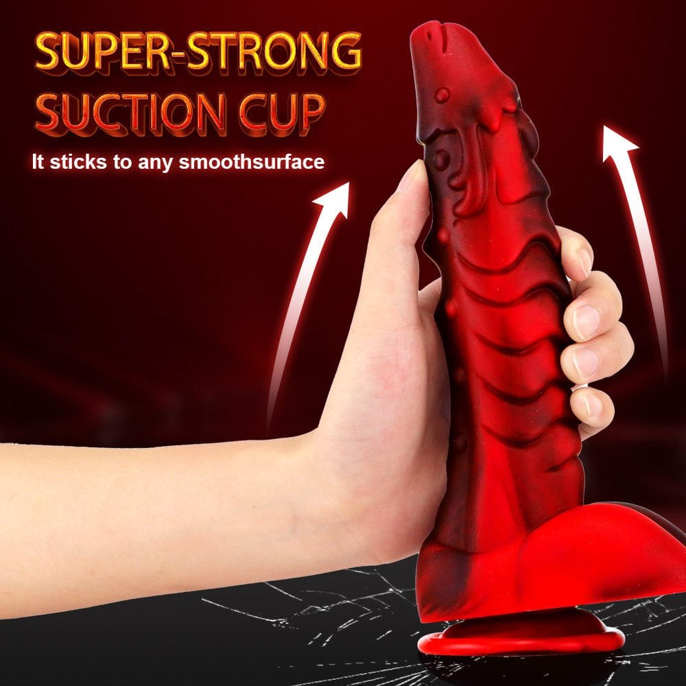 Red and black dragon scale fantasy dildo, photo 2
