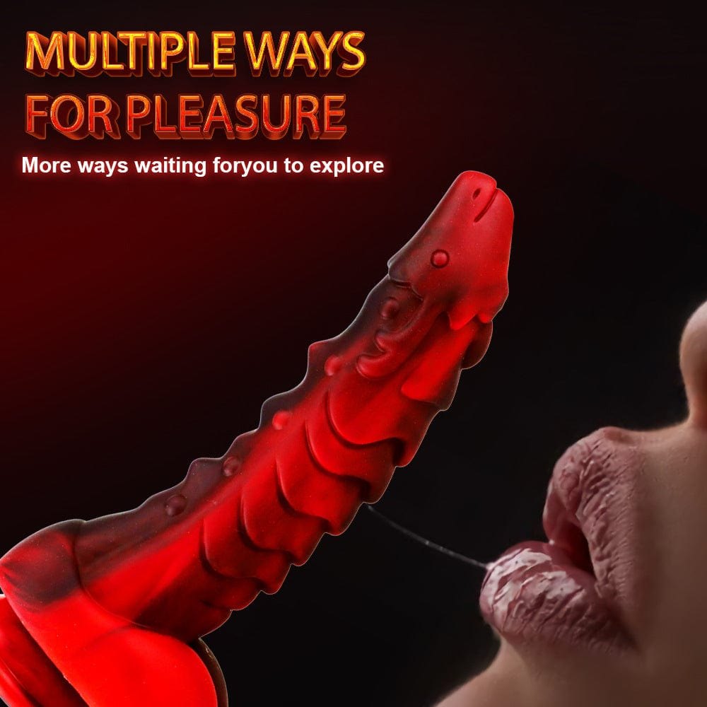 Red and black dragon scale fantasy dildo, photo 3