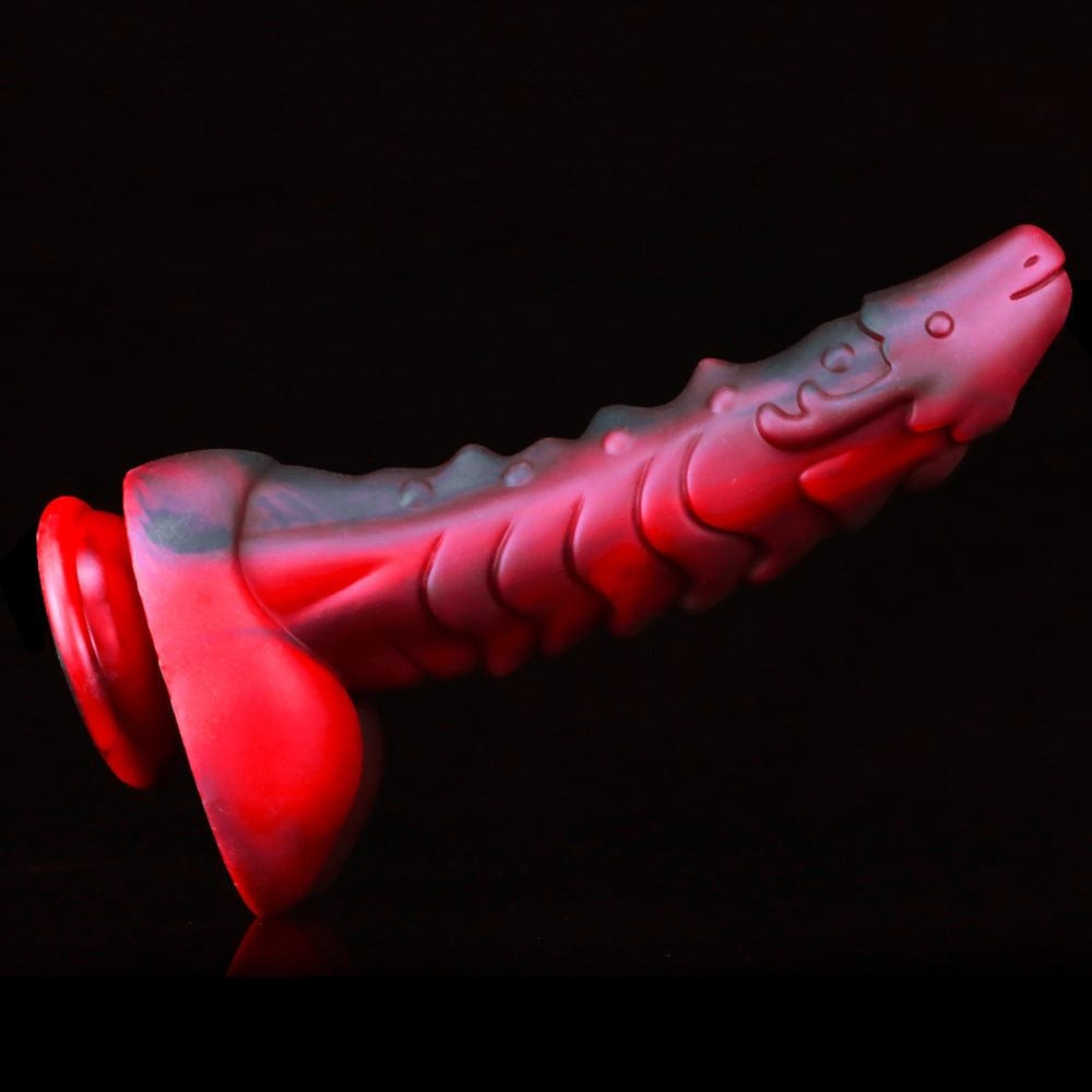 Red and black dragon scale fantasy dildo, photo 5