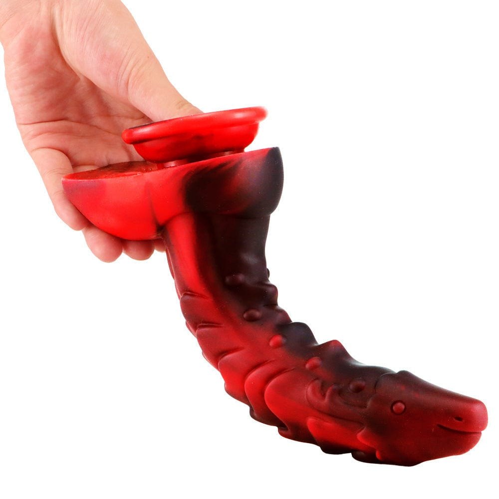 Red and black dragon scale fantasy dildo, photo 6
