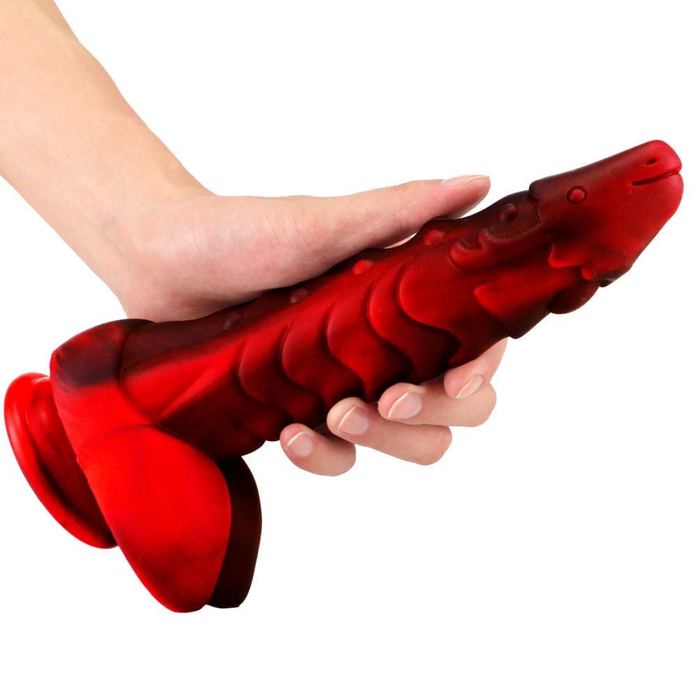 Red and black dragon scale fantasy dildo, photo 7