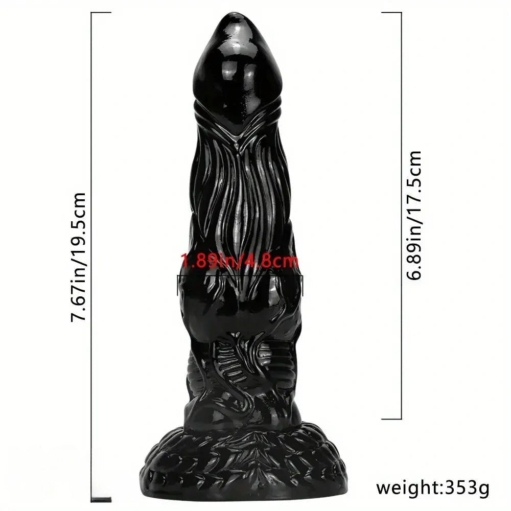 Black dragon scale textured realistic dildo