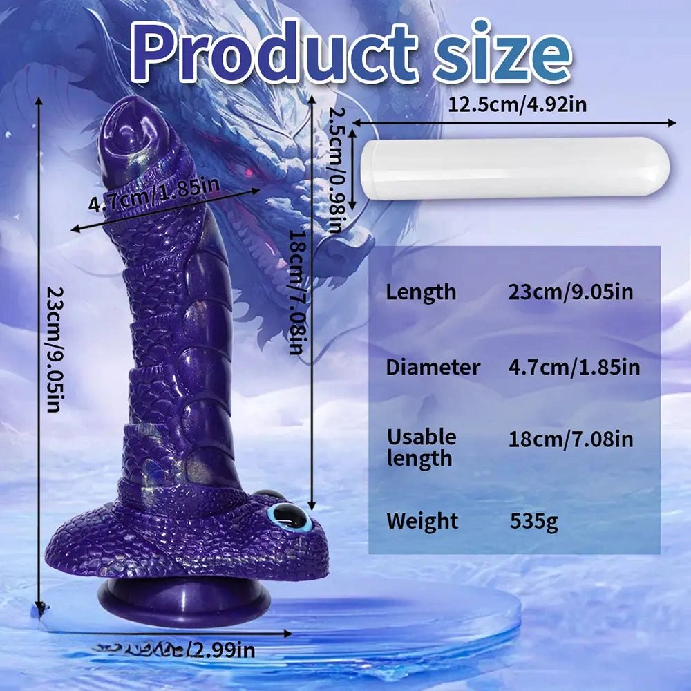 Purple dragon-scale textured fantasy dildo, photo 11