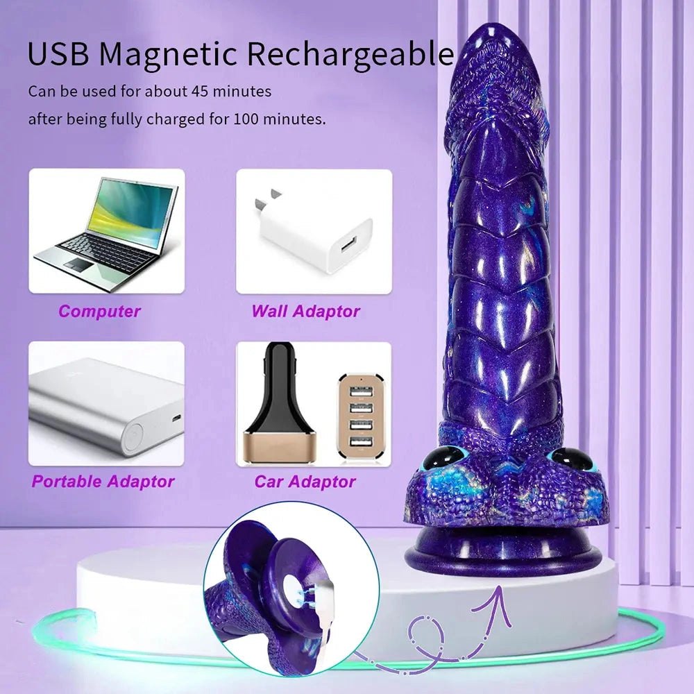 Purple dragon-scale textured fantasy dildo, photo 13