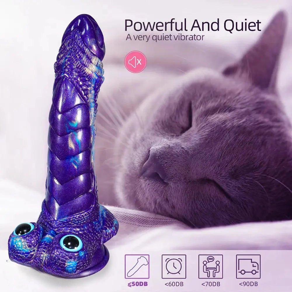 Purple dragon-scale textured fantasy dildo, photo 14