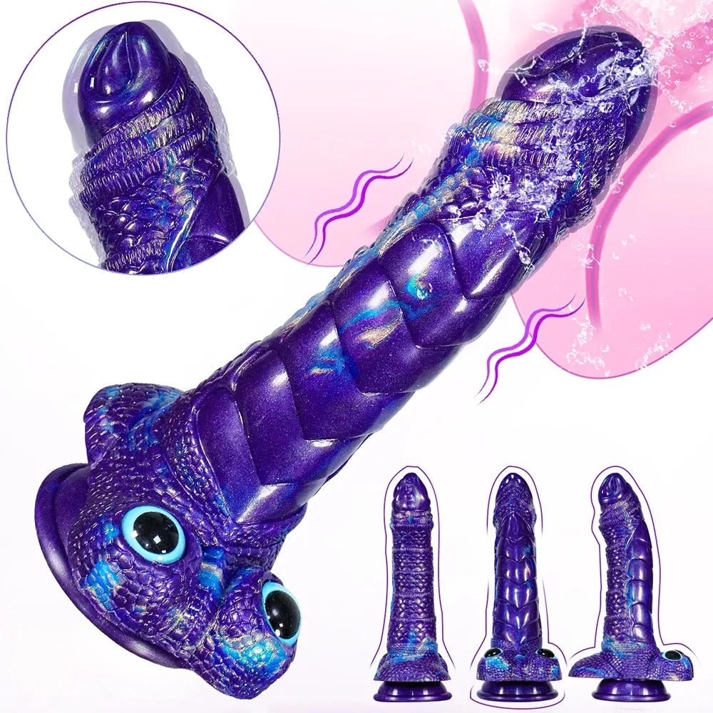 Purple dragon-scale textured fantasy dildo, photo 15