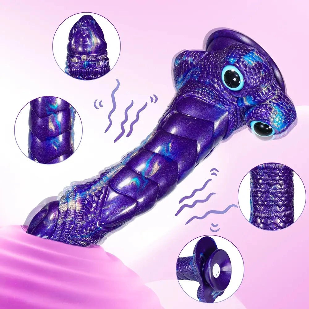 Purple dragon-scale textured fantasy dildo, photo 2