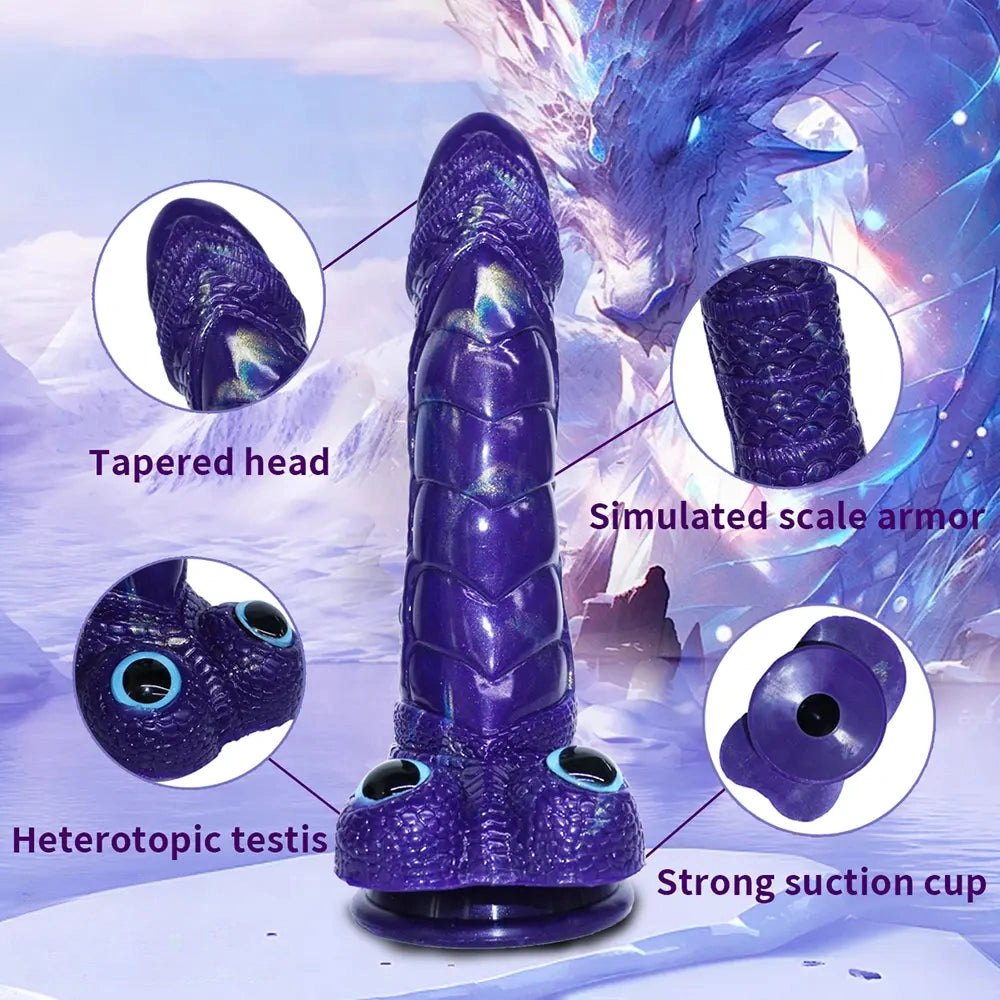 Purple dragon-scale textured fantasy dildo, photo 5