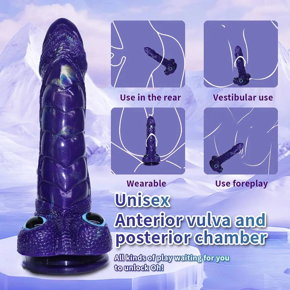 Purple dragon-scale textured fantasy dildo, photo 6