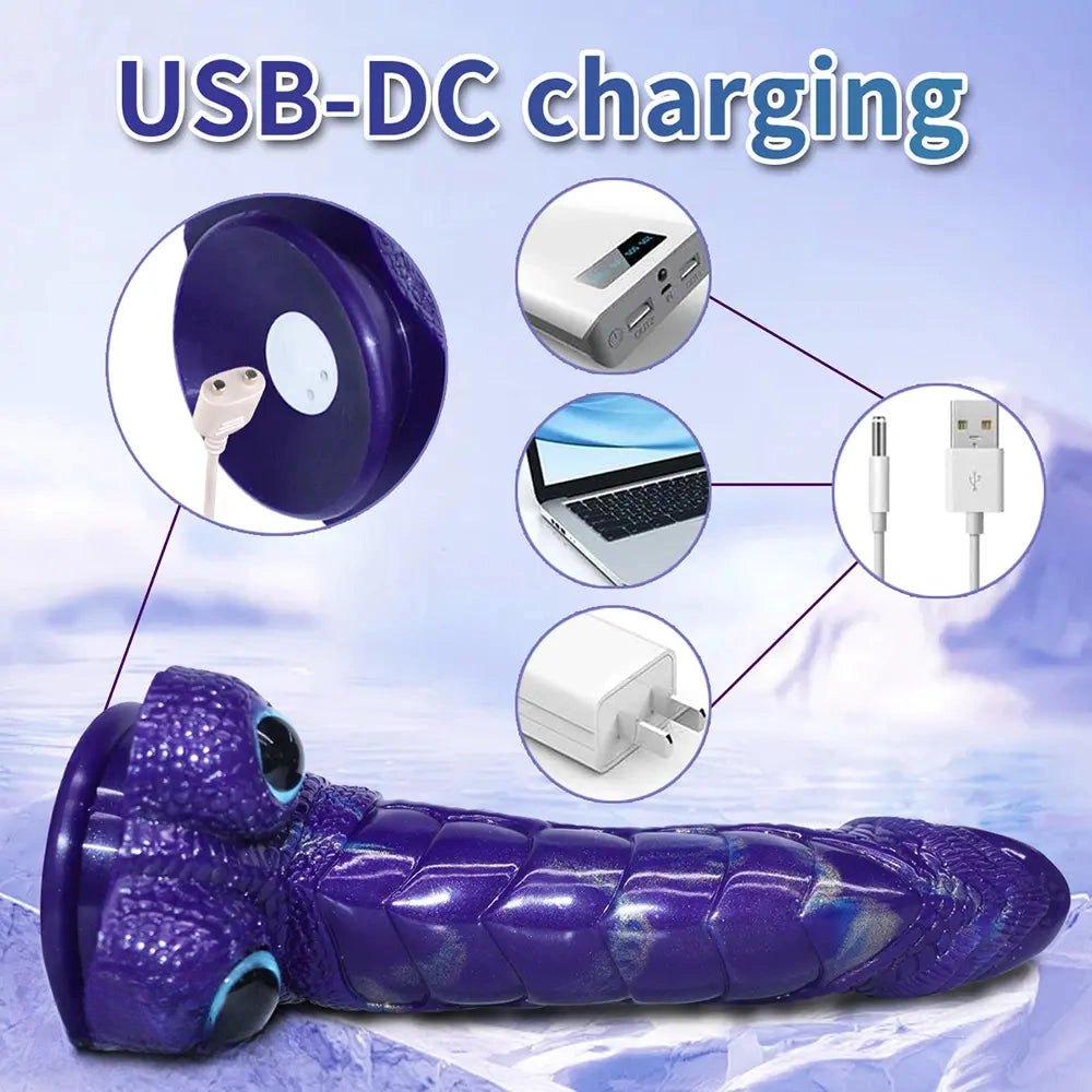 Purple dragon-scale textured fantasy dildo, photo 9
