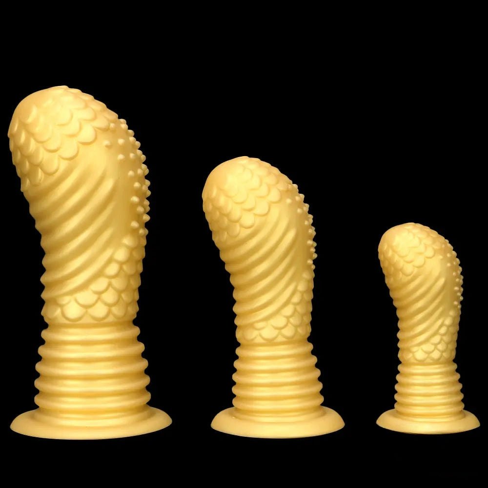 Gold dragon-scale silicone dildo, photo 1