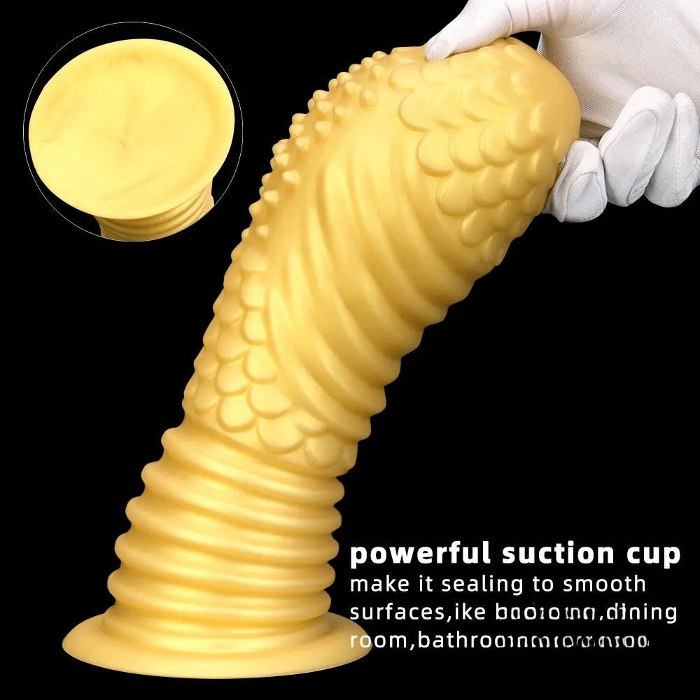 Gold dragon-scale silicone dildo, photo 3