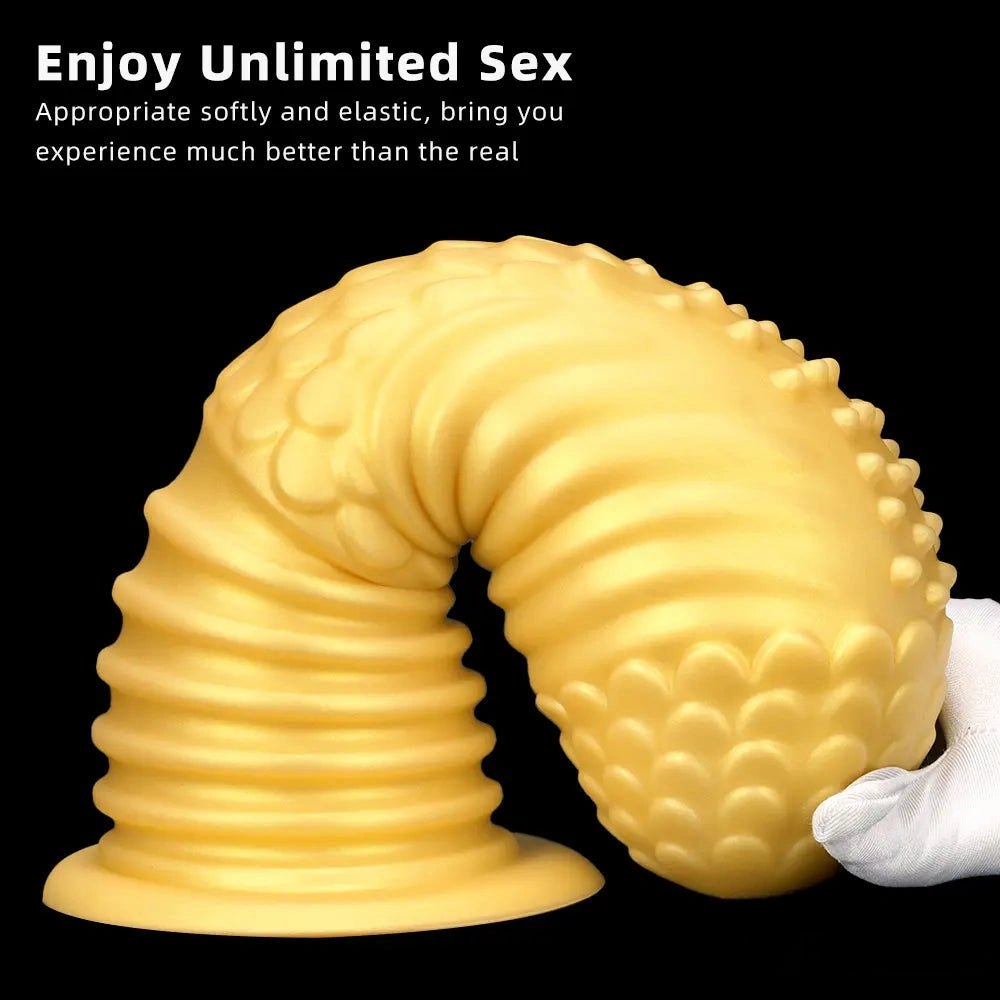 Gold dragon-scale silicone dildo, photo 5
