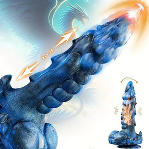 Blue dragon scale silicone vibrating dildo, photo 1