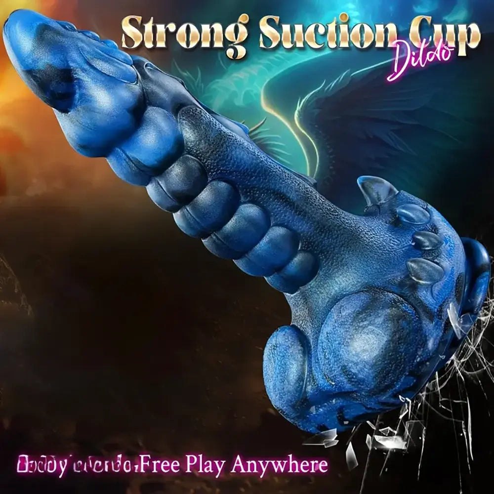 Blue dragon scale silicone vibrating dildo, photo 5