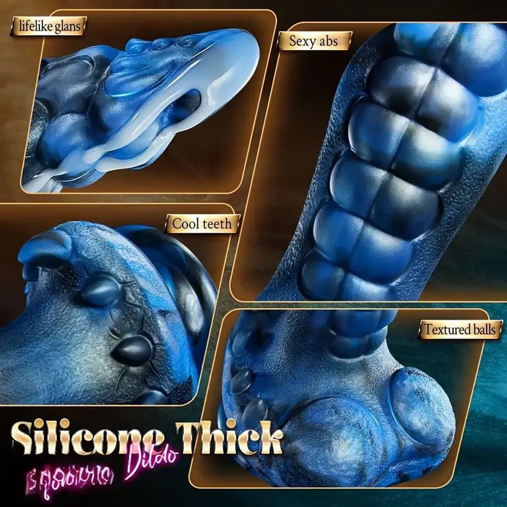 Blue dragon scale silicone vibrating dildo, photo 6