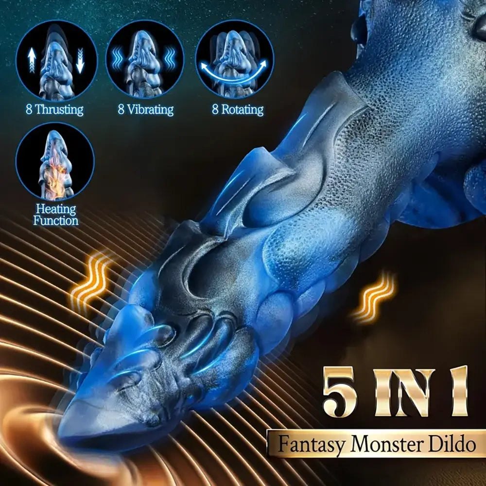 Blue dragon scale silicone vibrating dildo, photo 7