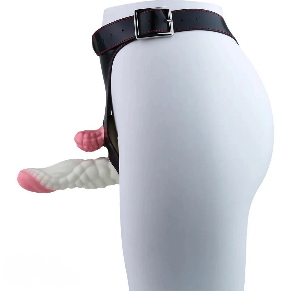 White and pink wearable vibrating dildo, photo 11