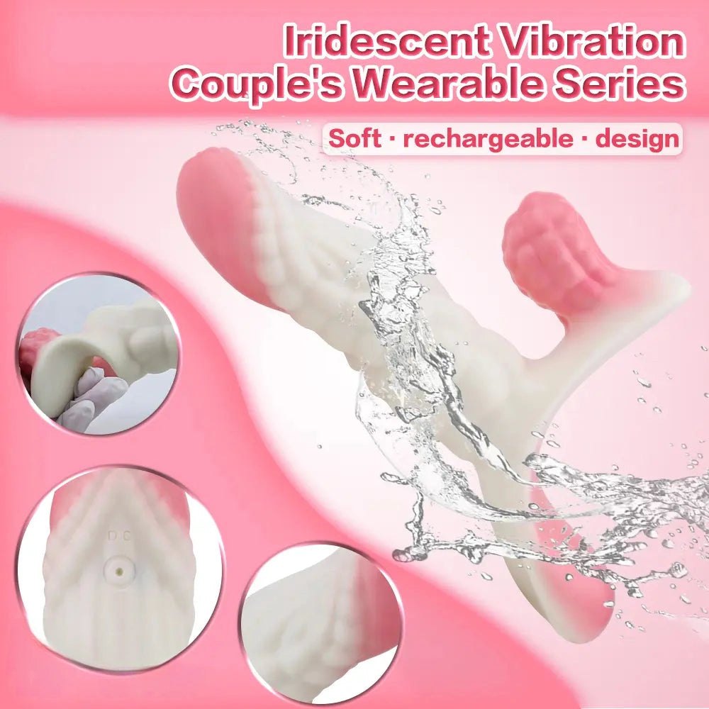 White and pink wearable vibrating dildo, photo 3