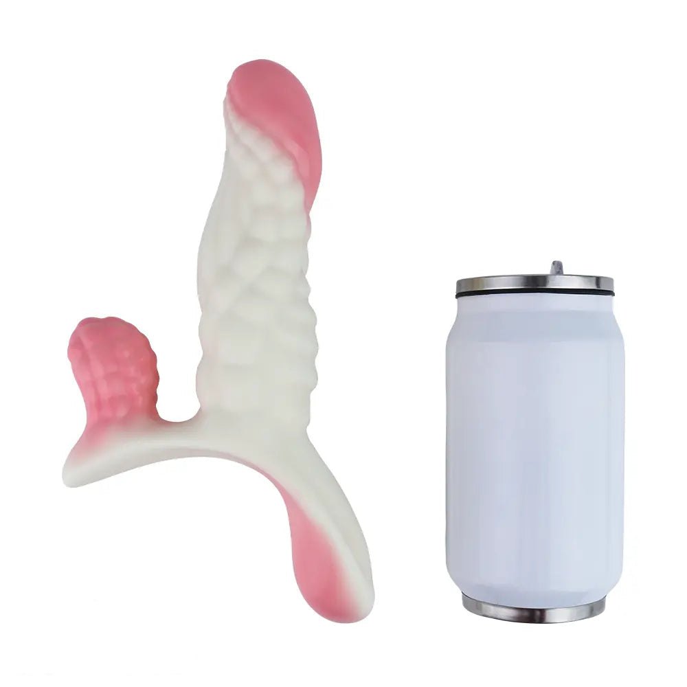 White and pink wearable vibrating dildo, photo 6