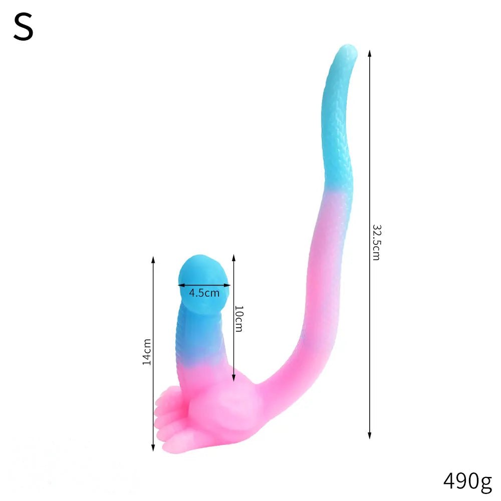 Curled tail dragon fantasy silicone dildo, photo 11