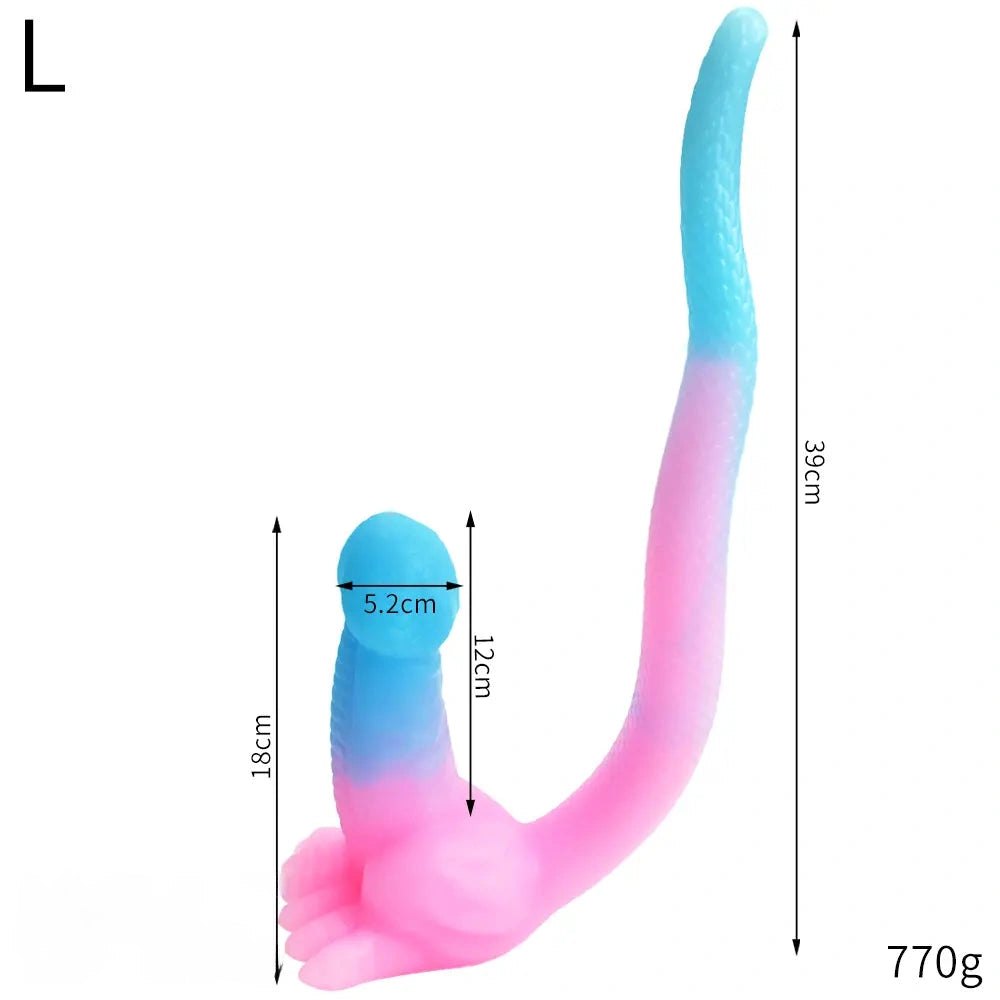 Curled tail dragon fantasy silicone dildo, photo 12