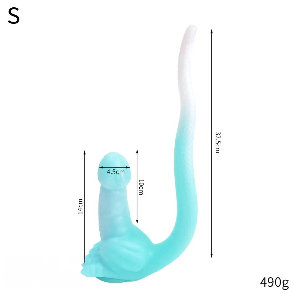 Curled tail dragon fantasy silicone dildo, photo 13