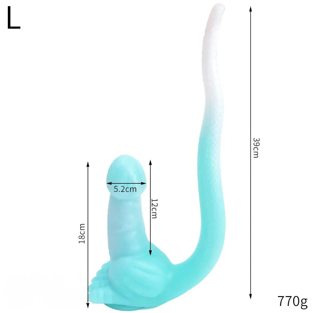 Curled tail dragon fantasy silicone dildo, photo 14
