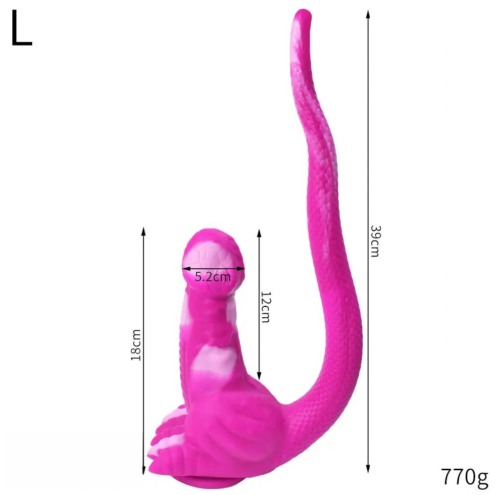 Curled tail dragon fantasy silicone dildo, photo 15