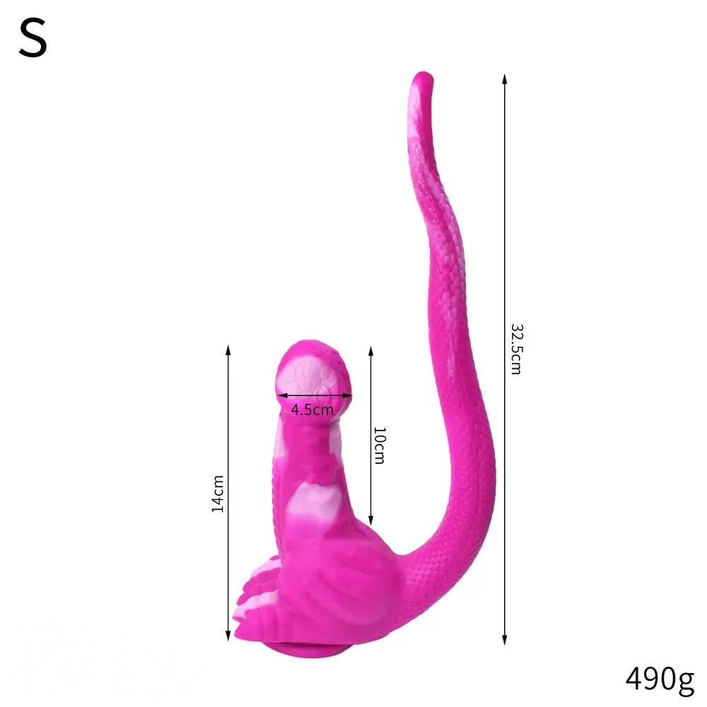 Curled tail dragon fantasy silicone dildo, photo 16