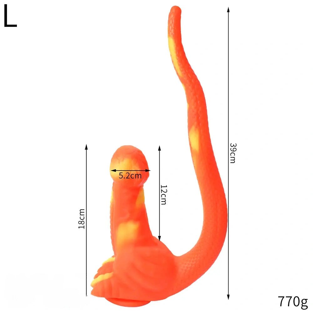 Curled tail dragon fantasy silicone dildo, photo 17