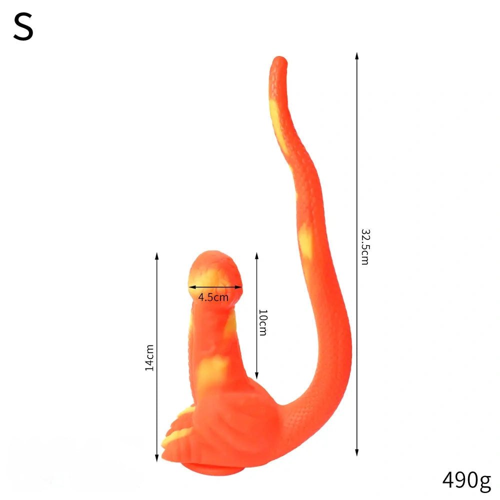 Curled tail dragon fantasy silicone dildo, photo 18