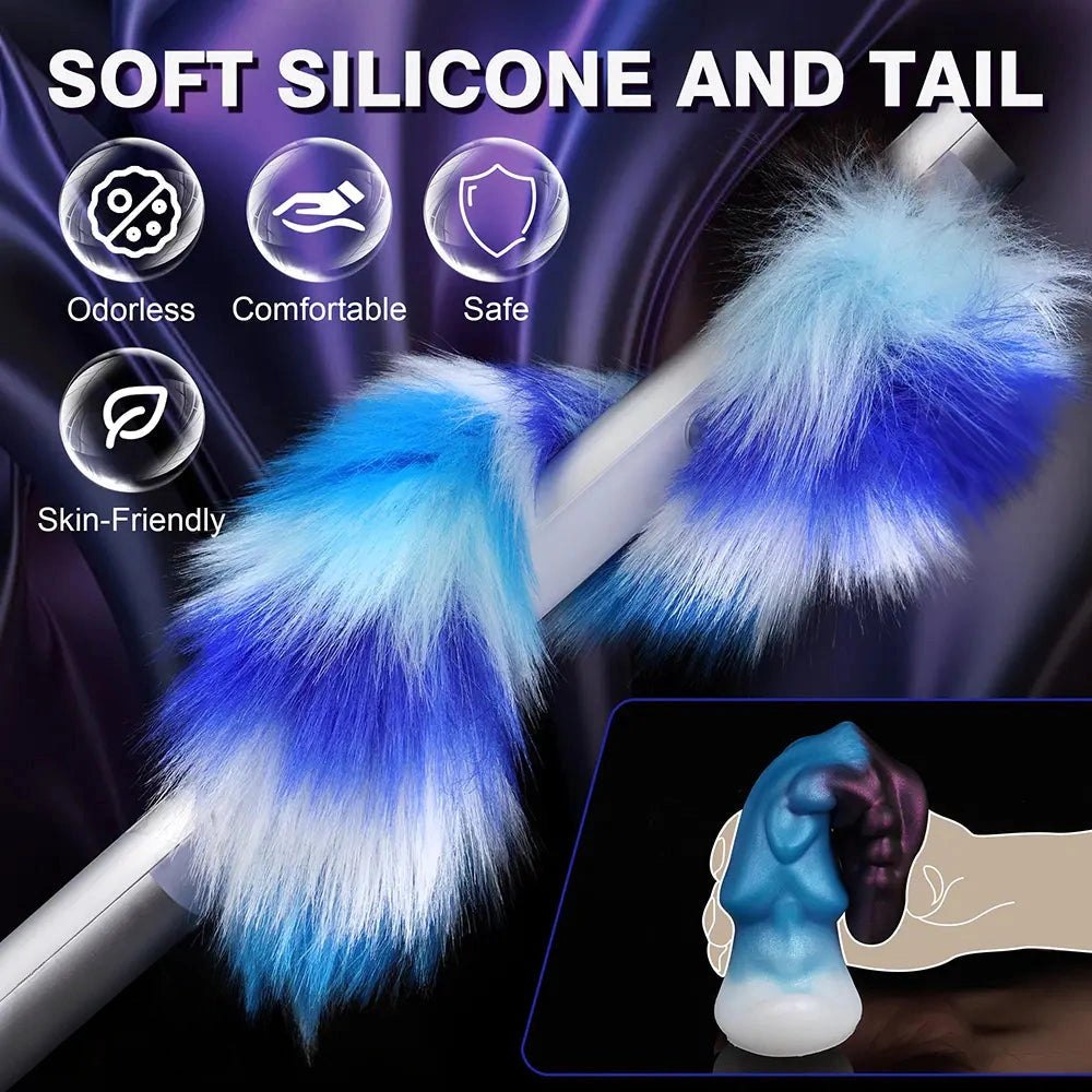 Dragon scale fantasy dildo with fur tail, photo 4