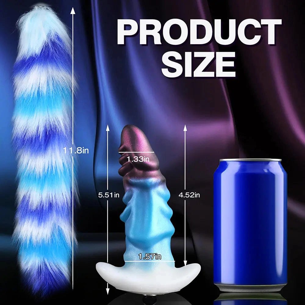 Dragon scale fantasy dildo with fur tail, photo 5