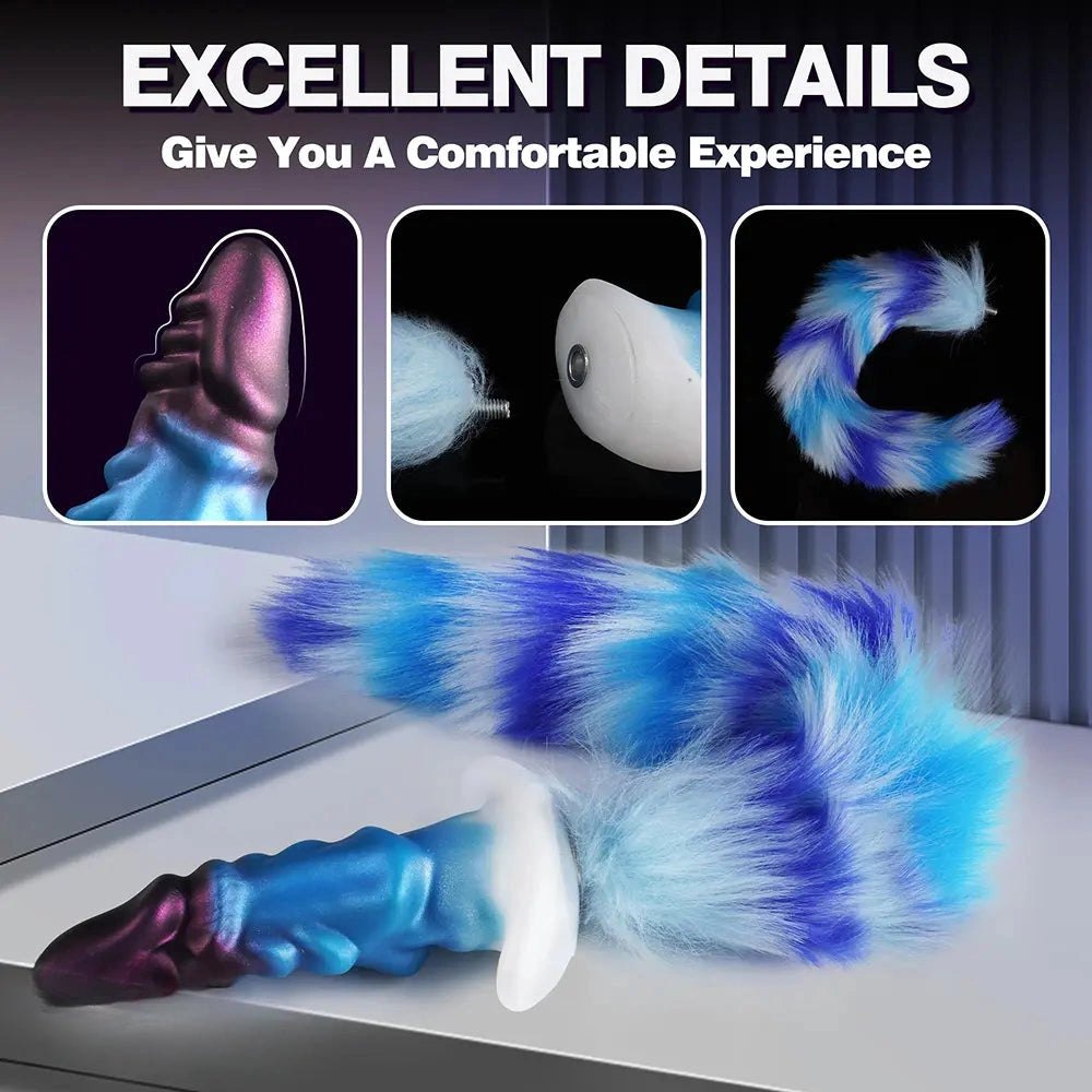 Dragon scale fantasy dildo with fur tail, photo 8