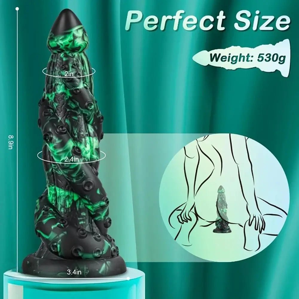 Black and green dragon scale fantasy dildo, photo 5