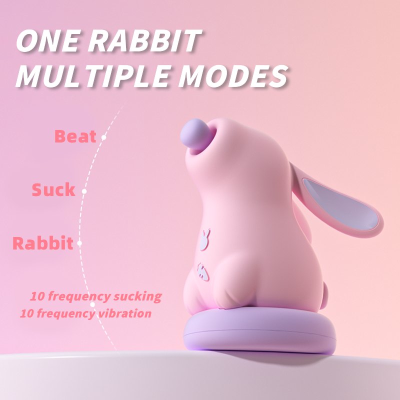 Pink rabbit-shaped clitoral suction vibrator, photo 2