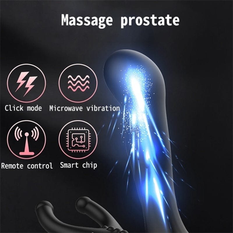 Black silicone dual-arm prostate massager with cock ring, photo 3