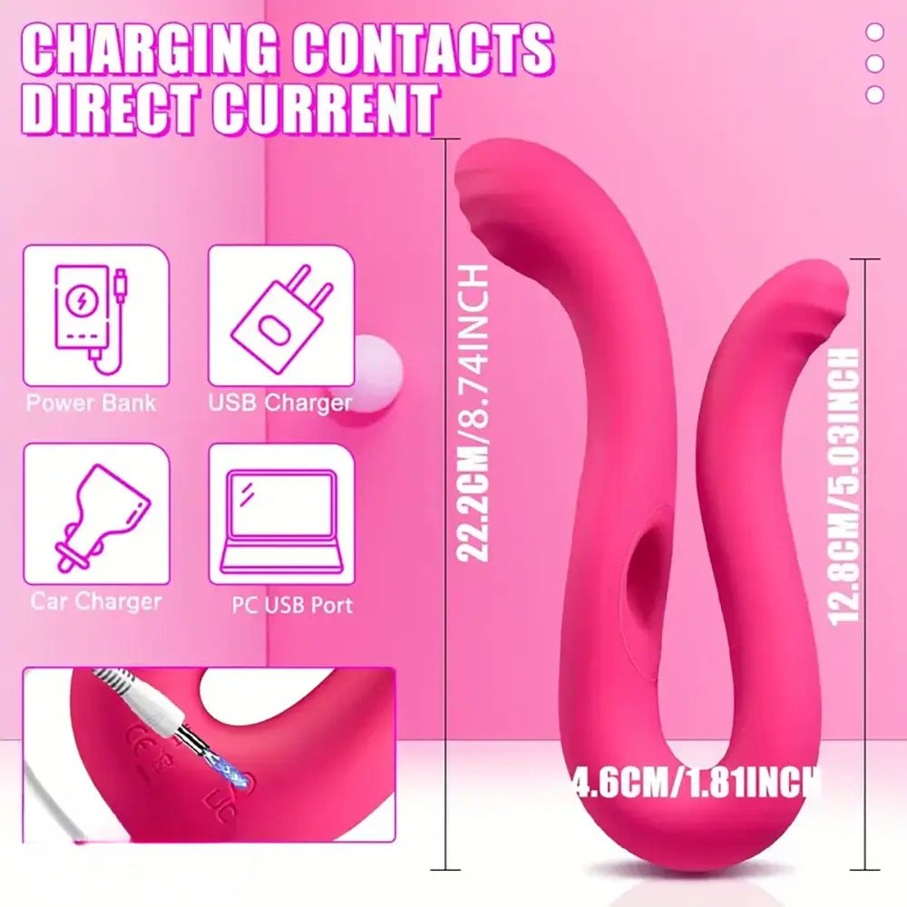 Pink dual arm vibrating dildo, photo 3