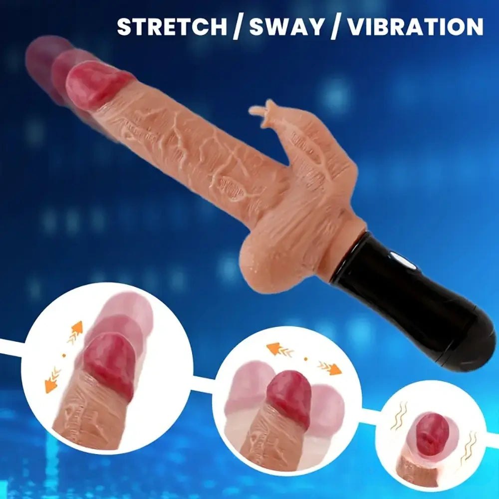 Flesh-tone dual-arm vibrating silicone dildo, photo 1