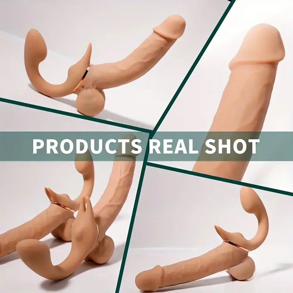 Flesh dual arm silicone vibrating thrusting dildo, photo 10