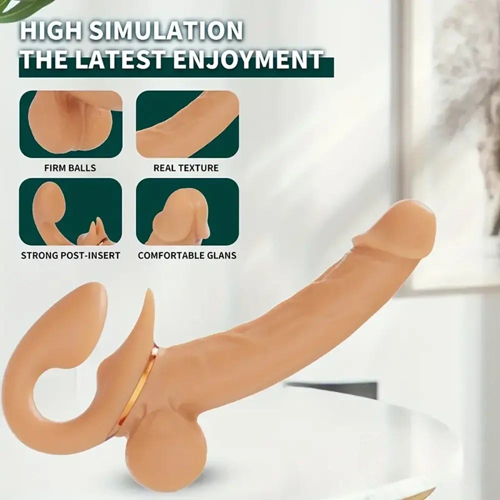 Flesh dual arm silicone vibrating thrusting dildo, photo 12