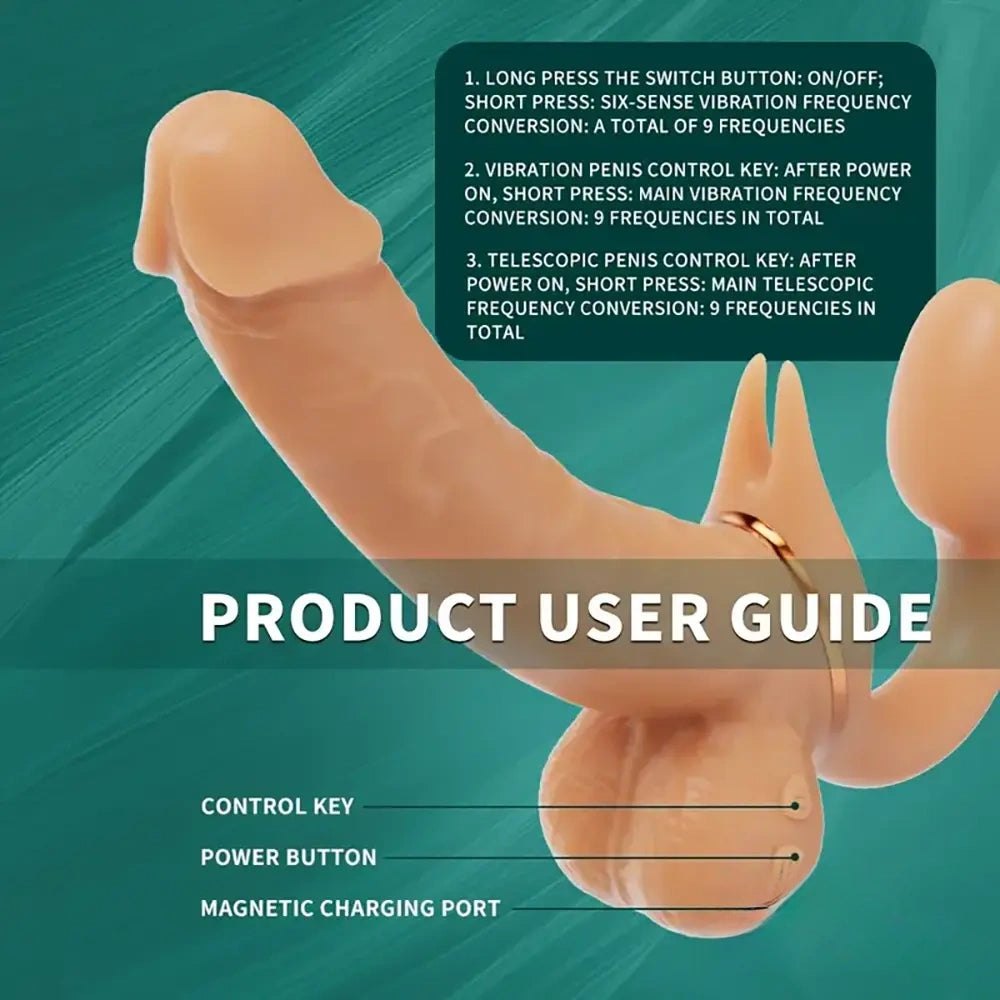Flesh dual arm silicone vibrating thrusting dildo, photo 13
