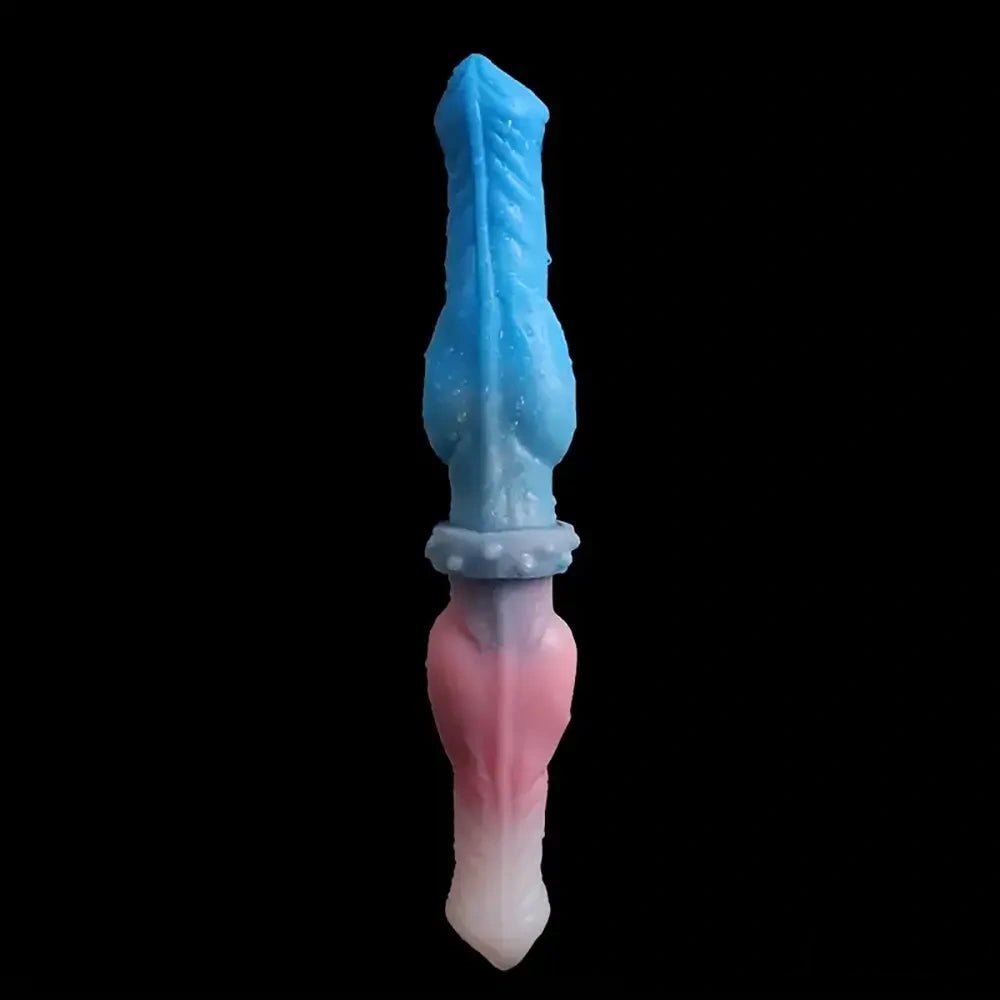 Blue and pink double ended silicone dildo, photo 1